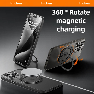 Matte Skin Feel Phone Case With 360 Rotation Magnetic Bracket For IPhone