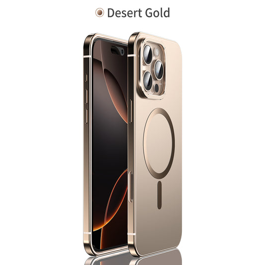 Aluminum Alloy Metal Phone Case Electroplated PC Case With Wireless Magnetic Charging For iPhone