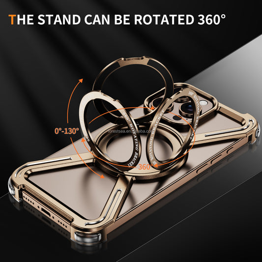 360 Rotation Holder Heat Dissipation Simple Aluminum Alloy Frameless Magnetic Phone Case for iPhone