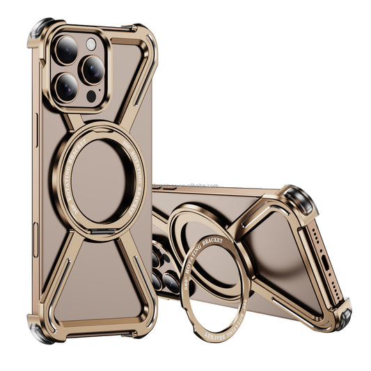 360 Rotation Holder Heat Dissipation Simple Aluminum Alloy Frameless Magnetic Phone Case for iPhone