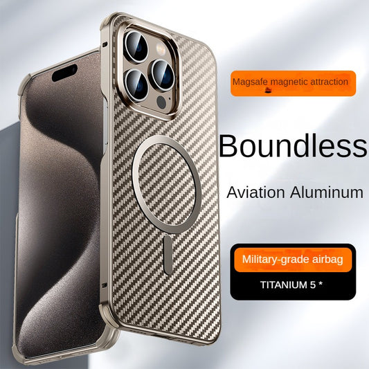 Aviation Aluminum Alloy Frame Boundless Magnectic Phone Case Military-grade Airbag For IPhone