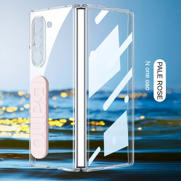 Crystal Clear Transparent Phone Case with silicon wristband With Tempered Film For Samsung Z Fold 6