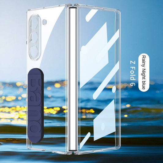 Crystal Clear Transparent Phone Case with silicon wristband With Tempered Film For Samsung Z Fold 6