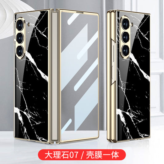 Electroplated Glass Painting Phone Case With Ultra-Thin 9H Tempered Glass Protective For Samsung Galaxy Z Fold6