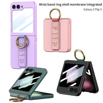 WIth Wrist Strap Ring Holder Slim Matte PC Phone Cases For Samsung Z Flip 6 5