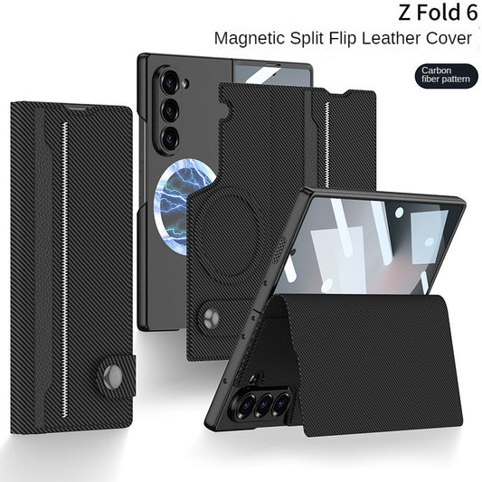 Creative Magnetic Split Flip Leather Phone Case With Film Integrated For Samsung z Fold6