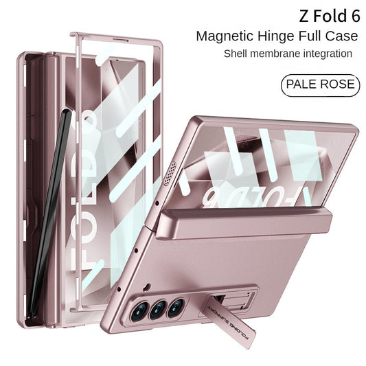 Ultra-Thin Matte Bracket Magnetic Folding Hinge With Tempered Film Phone Case For Samsung Galaxy Z Fold 6