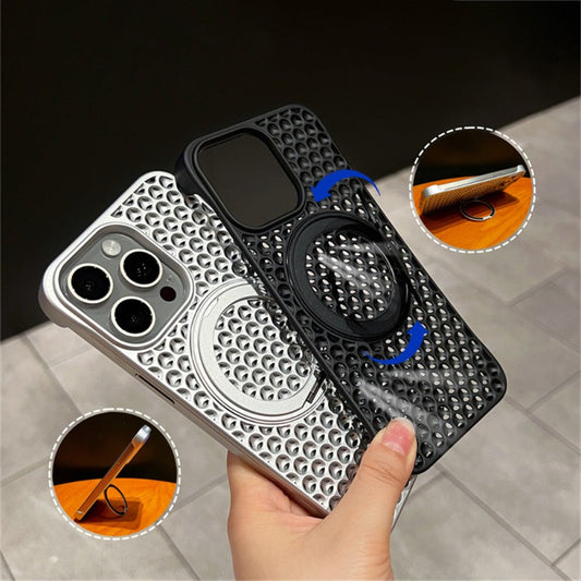 Heat Dissipation Frameless Magnetic Phone Case WIth Ultrathin 360 ° Rotating Folding Stand For iPhone