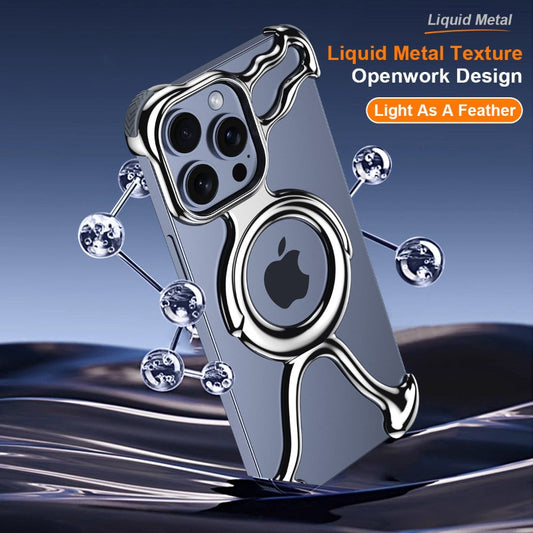 Irregular Magnetic Liquid Electroplated Frame PC Phone Case For iPhone