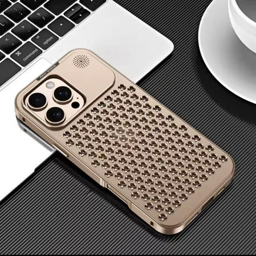 Luxury Aluminum Heat Dissipation Metal Hollow Fragrance Cooling Removable Phone Case For IPhone