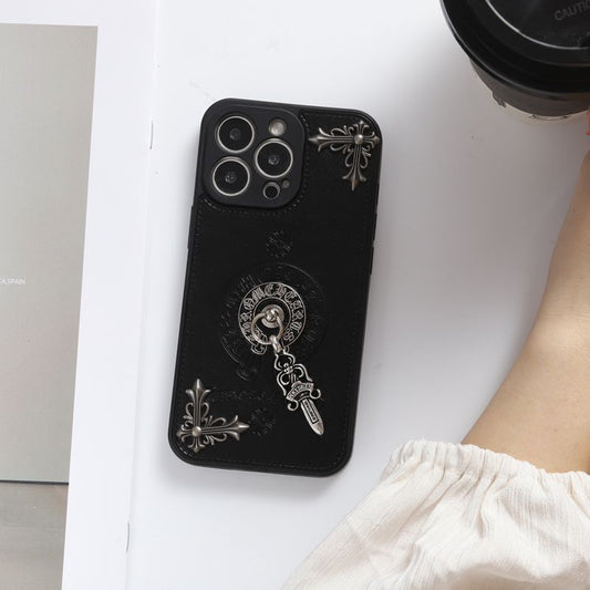 Luxury New Chrome Heart Cross Phone Case For iPhone