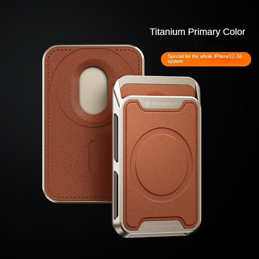 Aluminum Alloy PU Leather Strong Magnetic Phone Case With Card Holder For iPhone