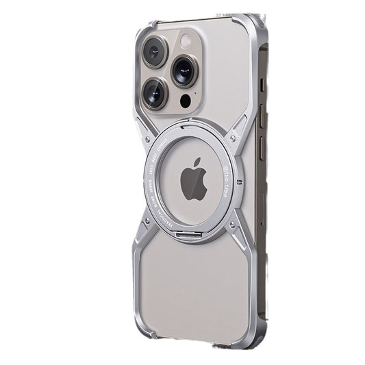 Magnetic Metal Aluminium Alloy Frameless Phone Case With 360° Stand For iPhone