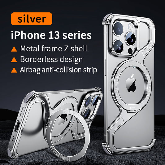 Z Shape Aluminum Alloy Shell Removable Snap-on Rimless Magnetic Case For iPhone