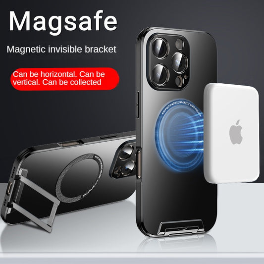 Military Materials Invisible Bracket Magnetic Phone Case For iPhone