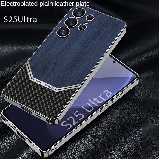 Electroplated Soft TPU PU Leather Phone Case For Samsung Galaxy S25