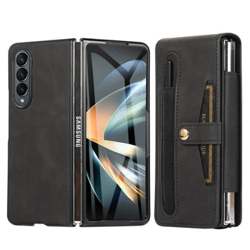 Magnetic Snap Clip Split Leather Card Phone Case With Pen With Film For Samsung Galaxy Z Fold 4 5