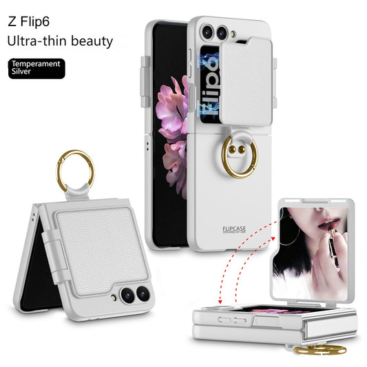 Ultra-thin Creative Beauty Mirror Phone Case With Ring Holder For Samsung Z FLIP6