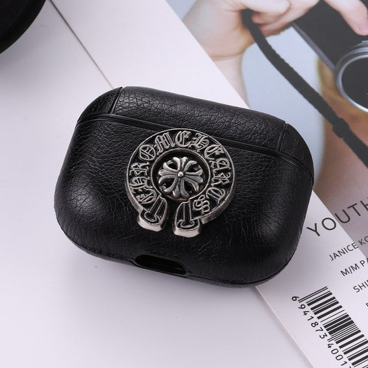 Chrome Hearts Airpods Pro PU Leather Case with Carabiner