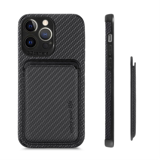 For Magsafe Case For iPhone 14 Pro Max Carbon Fiber Leather Case For Apple 13 12 Mini 11 Pro XR XS Max Wallet Card Magnet Cover