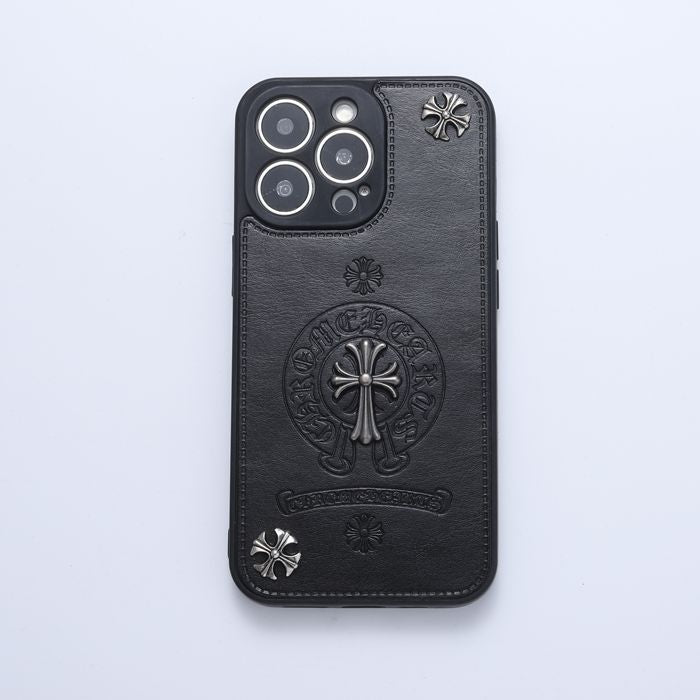 Chrome Hearts Leather Phone Case For IPhone