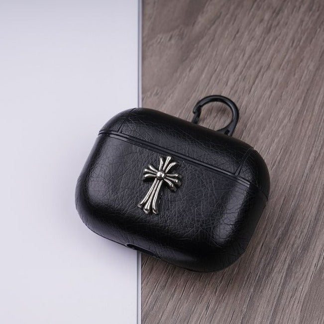 Cross Chrome Hearts Airpods Leather Case – jenacase