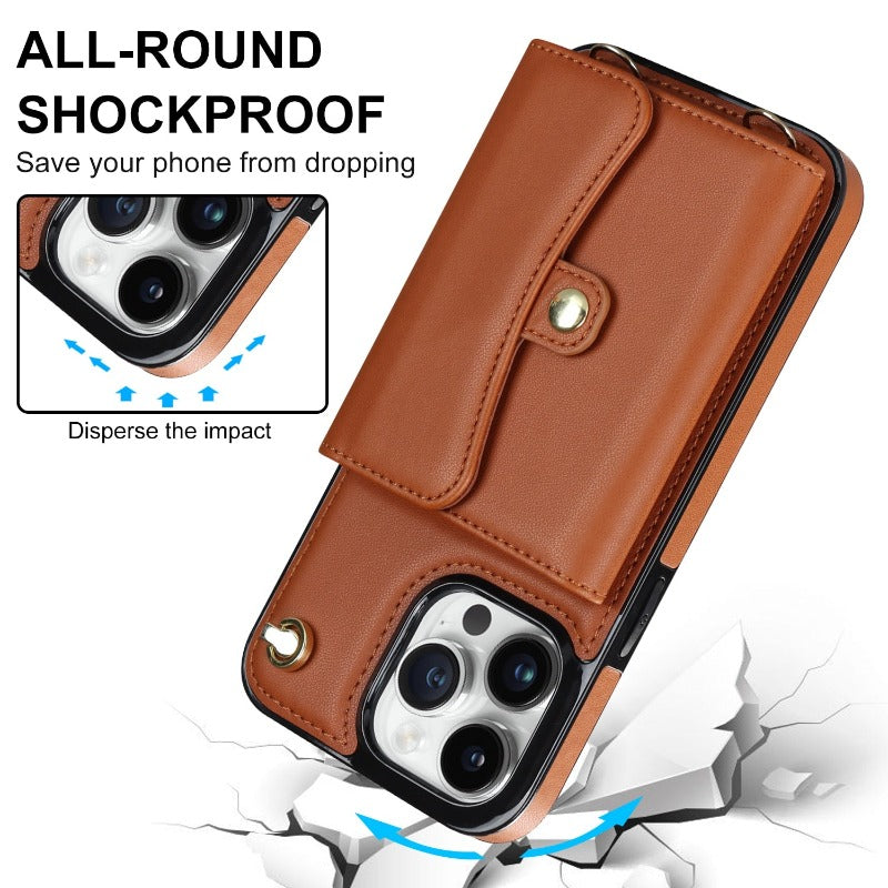 Crossbody Wallet Leather Phone Case for iPhone 13 14 11 Pro Max 13 12 Mini 14 Plus Multifunctio Wrist Strap Lanyard Cover