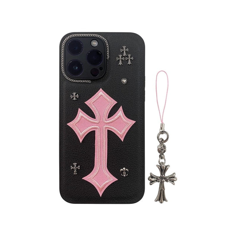 Chrome Hearts Phone Case Handmade Leather Phone Case With